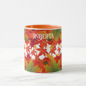 紅葉パーソナライズされたとカボチャ マグカップ (中央)