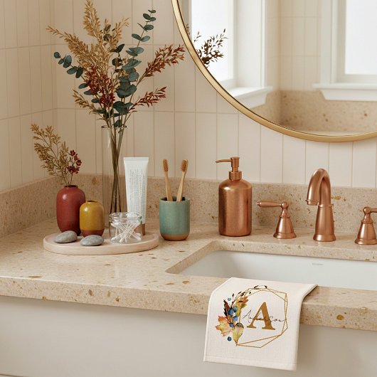 紅葉パーソナライズされた枠 ハンドタオル