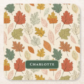 紅葉パーソナライズされた – コージーオータム名前をカスタムする スクエアペーパーコースター (正面)