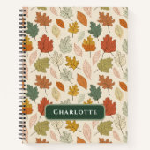 紅葉パーソナライズされた – コージーオータム名前をカスタムする ノートブック (正面)
