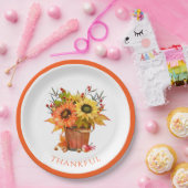 紅葉ヒマワリ木製バケツ感謝 ペーパープレート (パーティー)