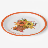 紅葉ヒマワリ木製バケツ感謝 ペーパープレート (アングル)