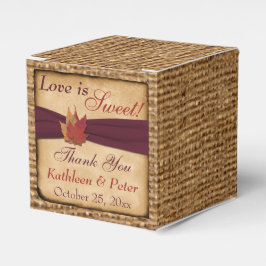 紅葉フェイク、Burlap Favor Box – ワイン フェイバーボックス