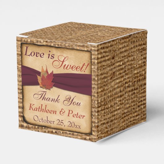 紅葉フェイク、Burlap Favor Box – ワイン フェイバーボックス (正面サイド)