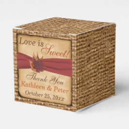 紅葉フェイク、Burlap Favor Box - Rust フェイバーボックス