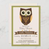 紅葉フクロウ赤ちゃんシャワー招待状 招待状 (正面/裏面)