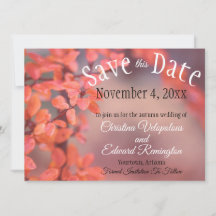 紅葉フレーミングボケの結婚式「Save The Date」
