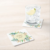 紅葉フレーム(カスタマイズ可能な文字) スクエアペーパーコースター (インサイチュ)