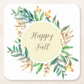 紅葉フレーム(カスタマイズ可能な文字) スクエアペーパーコースター (正面)