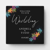 紅葉ブラックコントラスト結婚の歓迎 フォトプラーク (正面)