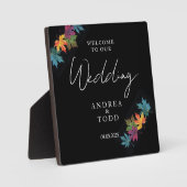 紅葉ブラックコントラスト結婚の歓迎 フォトプラーク (正面)