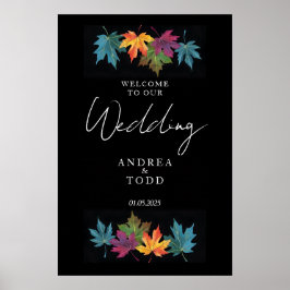 紅葉ブラックコントラスト結婚の歓迎 ポスター