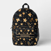 紅葉ブラックパターンリュックサック プリントバックパック (正面)