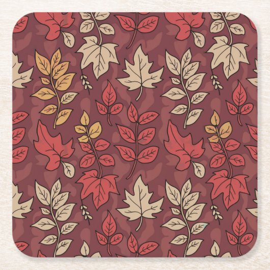 紅葉ブルゴーニュ迷彩柄コースターセット スクエアペーパーコースター (正面)