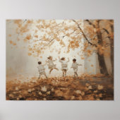 紅葉プリント、秋のプリントアート、ヴィンテージ ポスター (正面)