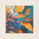 紅葉ベ絵を描リ。抽象芸術林 スカーフ<br><div class="desc">紅葉とローワンベリースカーフ。抽象芸術モダンの秋の自然絵を描油アート青い黄色のオレンジ色。</div>