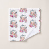 紅葉ホワイトカボチャ水彩フローラ秋 バスタオルセット (ウォッシュタオル)