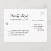 紅葉ホワイトピケットフェンスウェディングRSVP インビテーションポストカード (裏面)