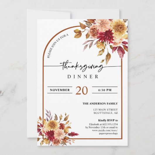 紅葉ボホアーチサンクスギビングディナーパーティー 招待状 (正面)