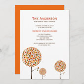 紅葉ポップ・アートのツリーファミリー懇親会パーティー招待状 招待状 (正面/裏面)