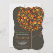 紅葉ポップ・アートのツリー感謝祭ディナーフォト 招待状 (正面)