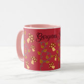 紅葉マッシュルームマグ（編集可能な名前） マグカップ (正面左)