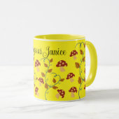 紅葉マッシュルームマグ（編集可能な名前） マグカップ (正面右)