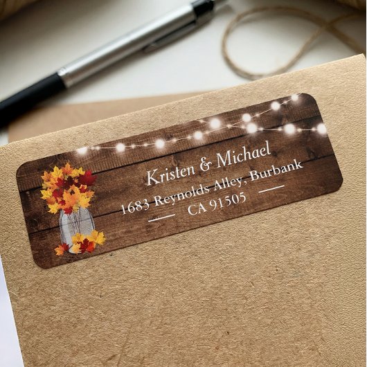 紅葉メイスンジャールストリングライツ素朴ウッド ラベル