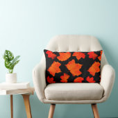 紅葉メープルツリー葉オレンジブラックカスタム ランバークッション (椅子)