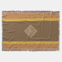 紅葉モダンモノグラムブラウン水玉模様