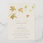 紅葉モダン秋ベビーシャワー 箔招待状 (正面)