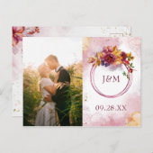 紅葉モダンMarsala写真Save The Date インビテーションポストカード (正面/裏面)