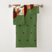 紅葉モノグラムのズオータムレッドグリーンデコール バスタオルセット (インサイチュ)