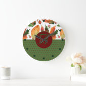 紅葉モノグラムのズオータムレッドグリーンデコール ラージ壁時計 (ホーム)