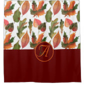 紅葉モノグラムのズブルゴーニュ秋の装飾 シャワーカーテン (正面)