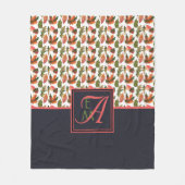 紅葉モノグラムのズブルーオレンジ秋デコール フリースブランケット (正面)