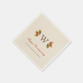 紅葉モノグラムサンクスギビングパーティー紙 スタンダードカクテルナプキン (角)