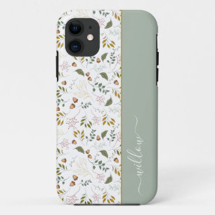 紅葉モノグラム名モダン iPhone 11 ケース