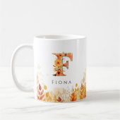 紅葉モノグラム文字F （名前あり） コーヒーマグカップ (左)