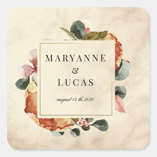 紅葉モノグラム結婚 スクエアシール (正面)