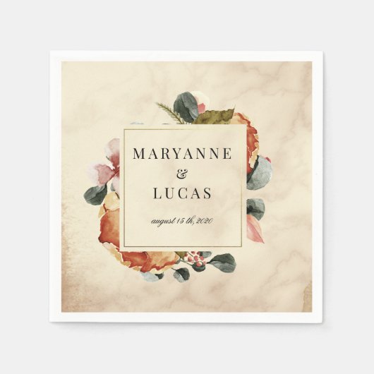 紅葉モノグラム結婚 スタンダードカクテルナプキン (正面)