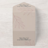 紅葉ラインアートシャンパン、ピンク、ネイビーボホ オールインワン招待状 (外側)