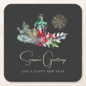 紅葉ランタンモダンミニマルなクリスマスパーティー スクエアペーパーコースター (正面)