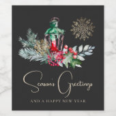 紅葉ランタンモダンミニマルなメリークリスマス ワインラベル (シングルラベル)