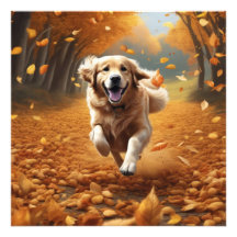 紅葉ランニングズの犬in自然アートプリント
