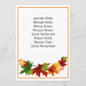 紅葉ラージテーブルナンバーカード5 x 7 招待状 (裏面)