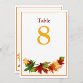 紅葉ラージテーブルナンバーカード5 x 7 招待状 (正面/裏面)