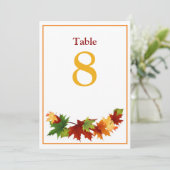 紅葉ラージテーブルナンバーカード5 x 7 招待状 (スタンド正面)