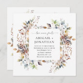 紅葉リースキリスト教の聖書の結婚聖句 招待状 (正面/裏面)