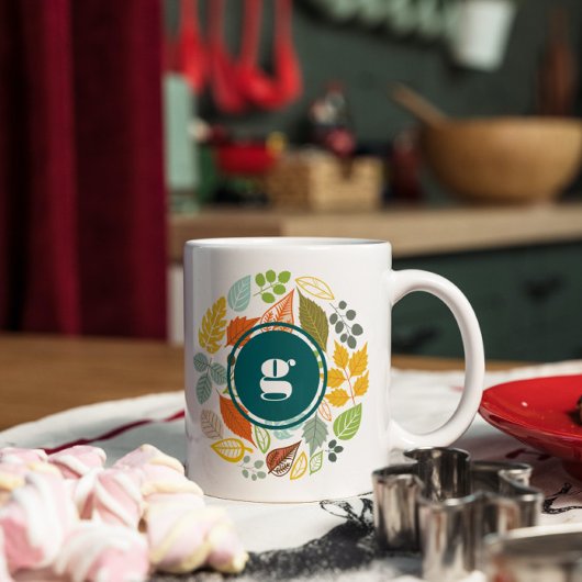 紅葉リースサークル、モノグラカスタムム マグカップ